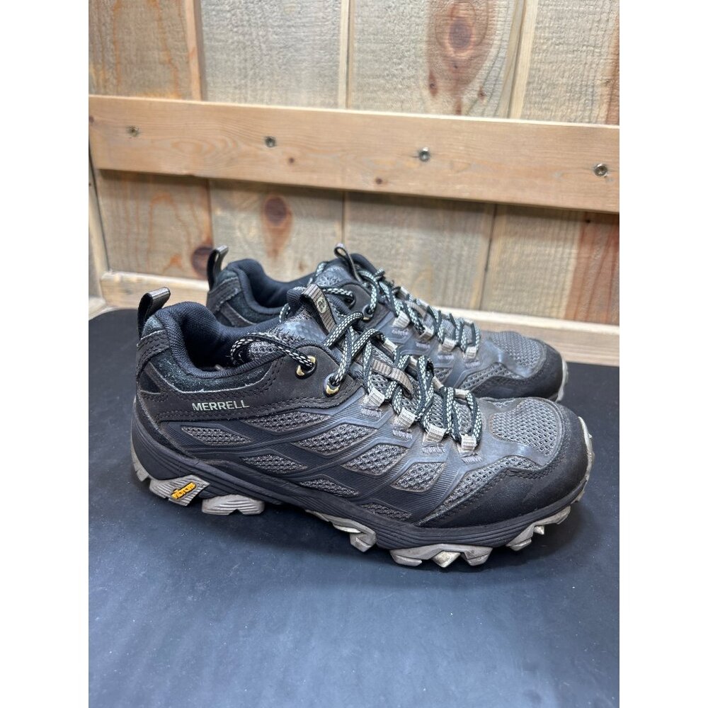 Merrell Womens Hiking Shoes Vibram Sole Gray Mesh & Leather Size 5.5 Outdoor